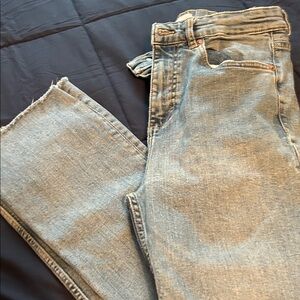 Zara Blue Boot Cut Jeans with Frayed Hem